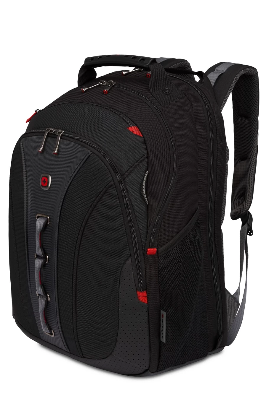 SWISSGEAR 16 Inch Laptop Backpack for Men & Women - Black/Gray Business Travel Backpack with USB Charging Port, Durable Water-Resistant Material, Spacious Compartments for Work, School, or Commuting