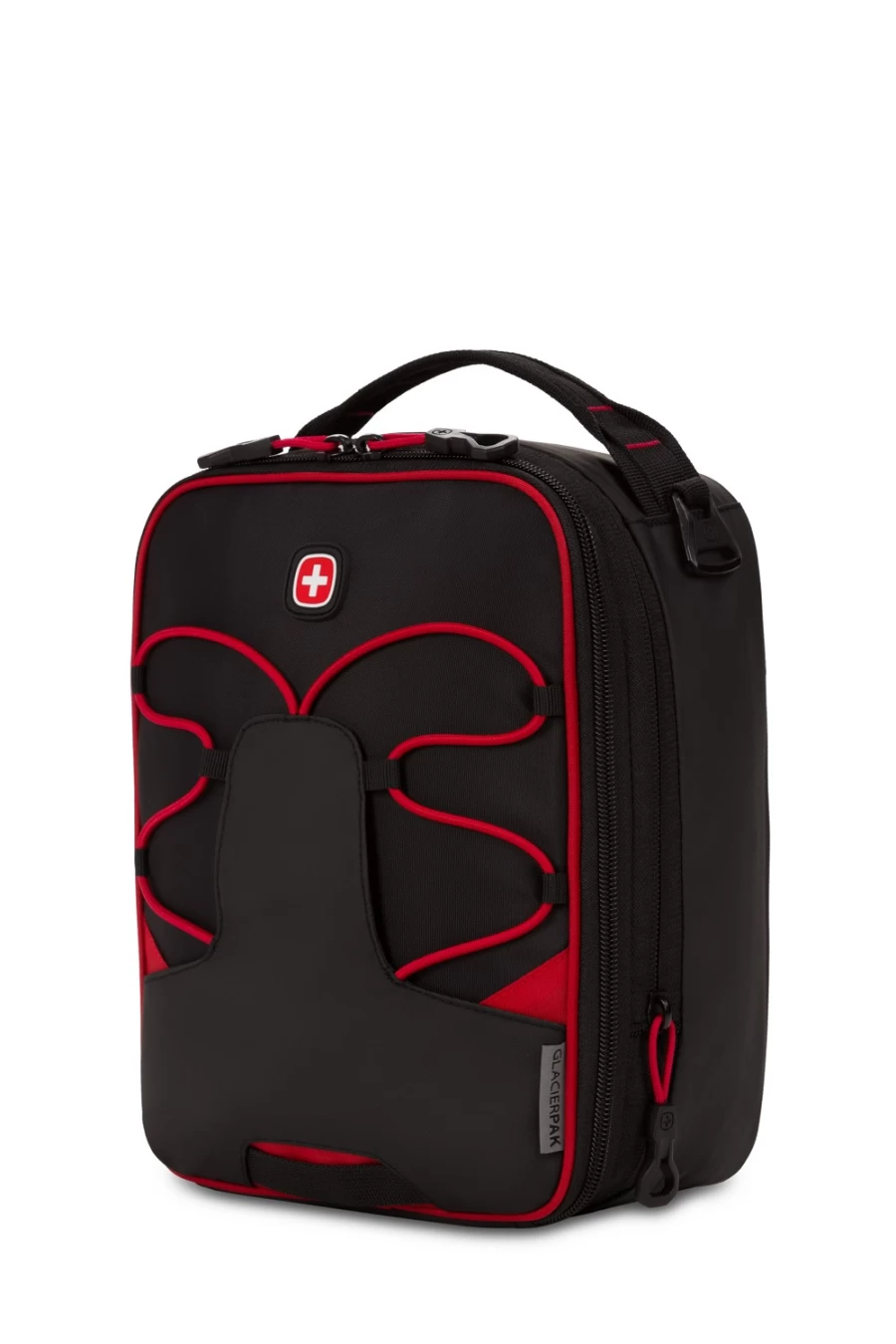 SWISSGEAR Insulated Lunch Bag 3998 - Expandable, Leak-Proof, Lightweight Cooler for Work & School - Black/Red