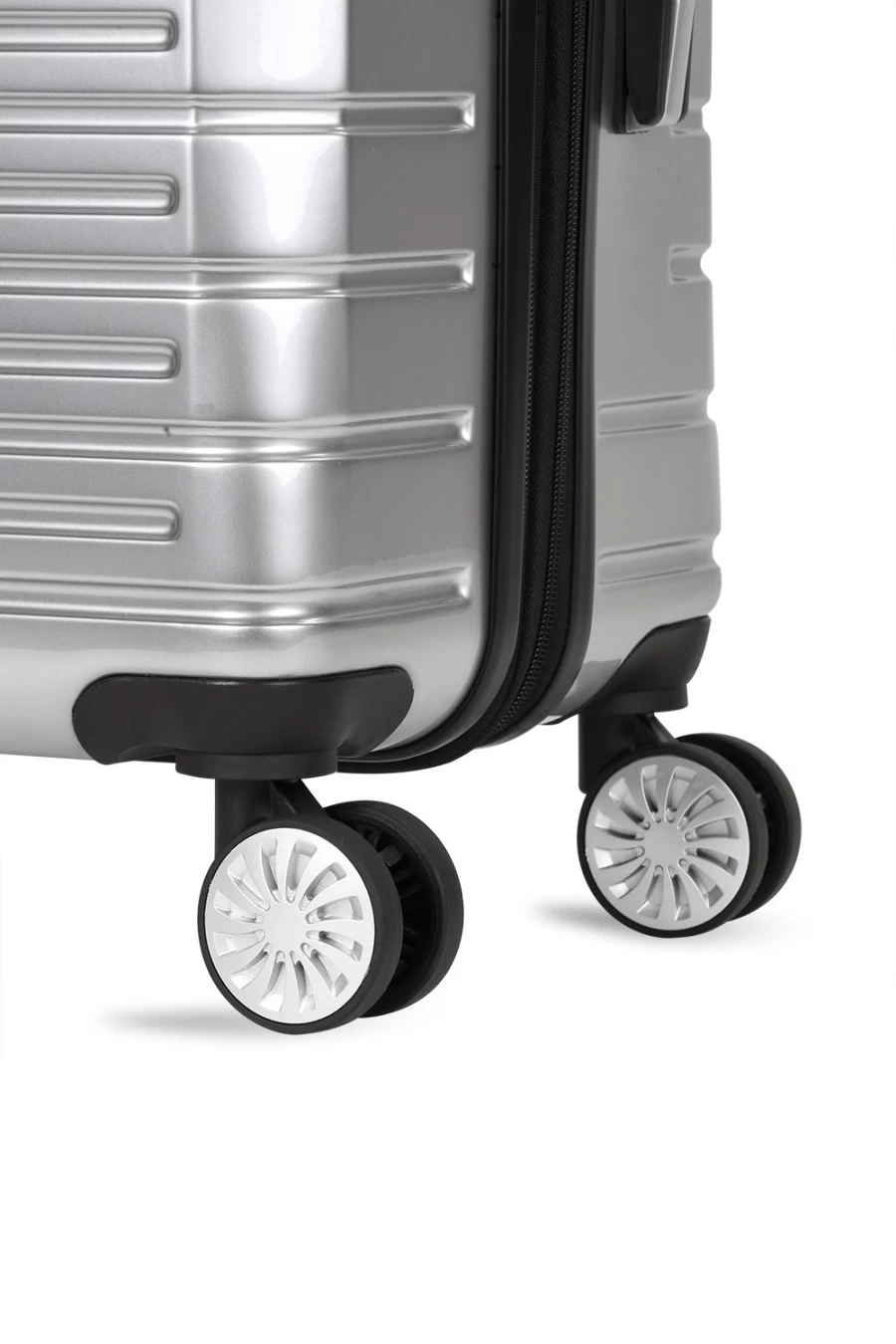 SWISSGEAR 7782 Silver Expandable 3-Piece Hardshell Luggage Set with Spinner Wheels, Lightweight & Durable Suitcase for Travel