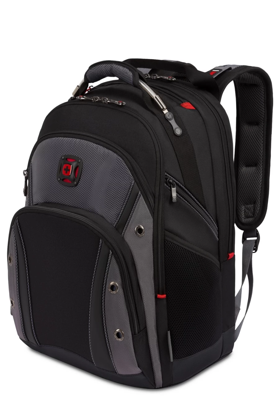SWISSGEAR 16 Inch Laptop Backpack for Men & Women - Black/Gray Professional Business Travel Backpack with USB Charging Port, Durable Water-Resistant Design, Spacious Compartments for Work & School