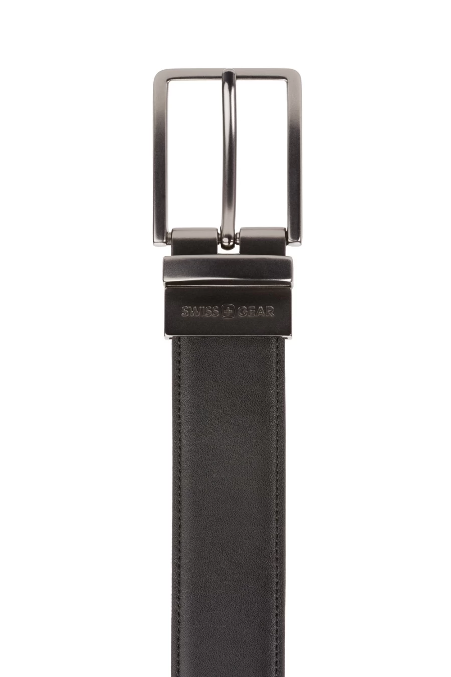 SWISSGEAR Reversible Leather Belt for Men - Black & Brown Stitched Design, Durable & Stylish