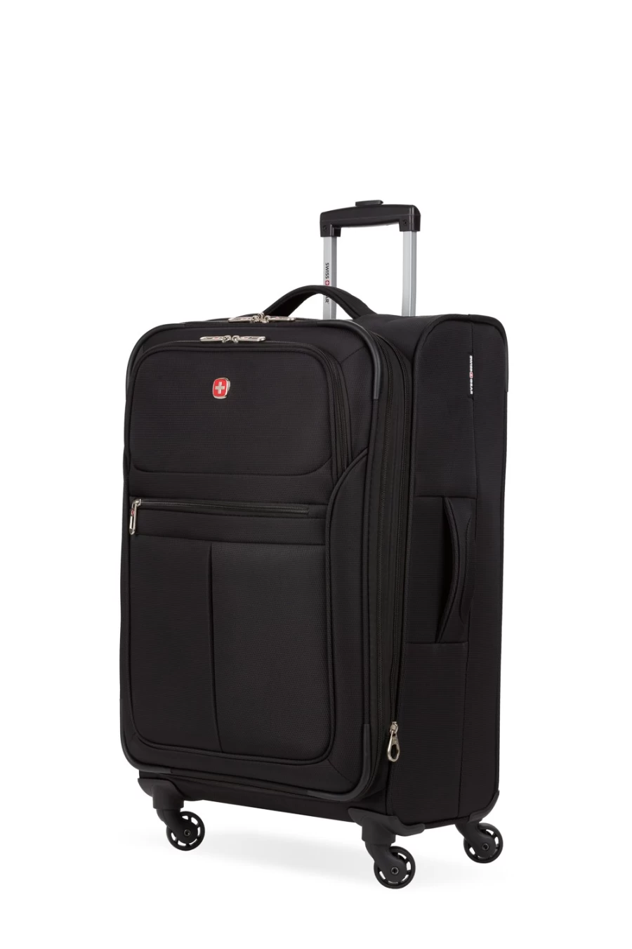 SWISSGEAR 4010 23" Expandable Spinner Luggage - Black Carry-On Suitcase with Durable Polyester Shell