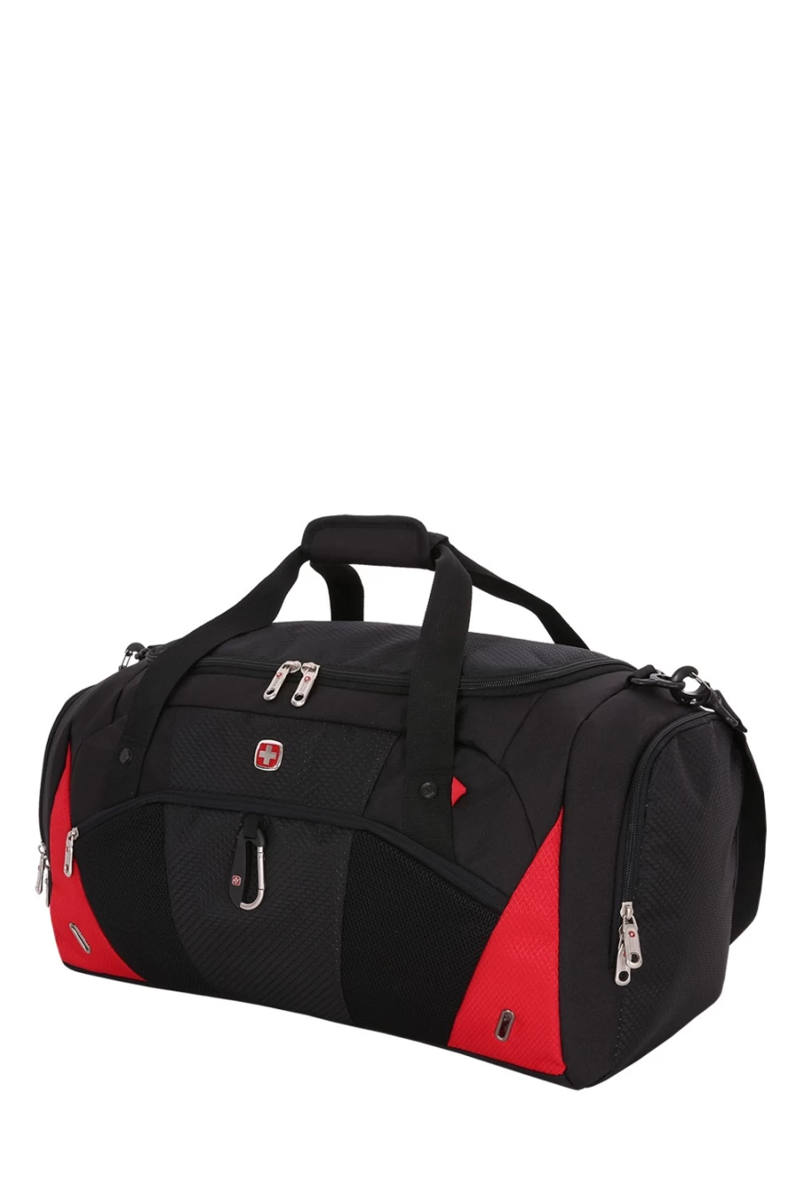 SWISSGEAR 1900 21-Inch Duffle Bag for Travel & Gym - Durable Black & Red Carry-On Luggage with Spacious Storage