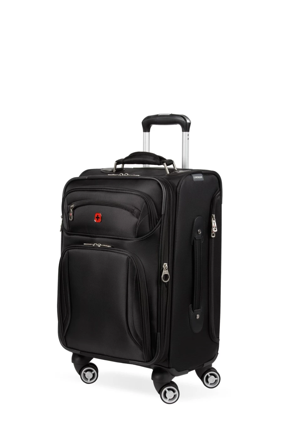 SWISSGEAR Expandable Laptop Carry On Spinner Luggage - Black, Wenger Identity Series, Lightweight Travel Suitcase with USB Port