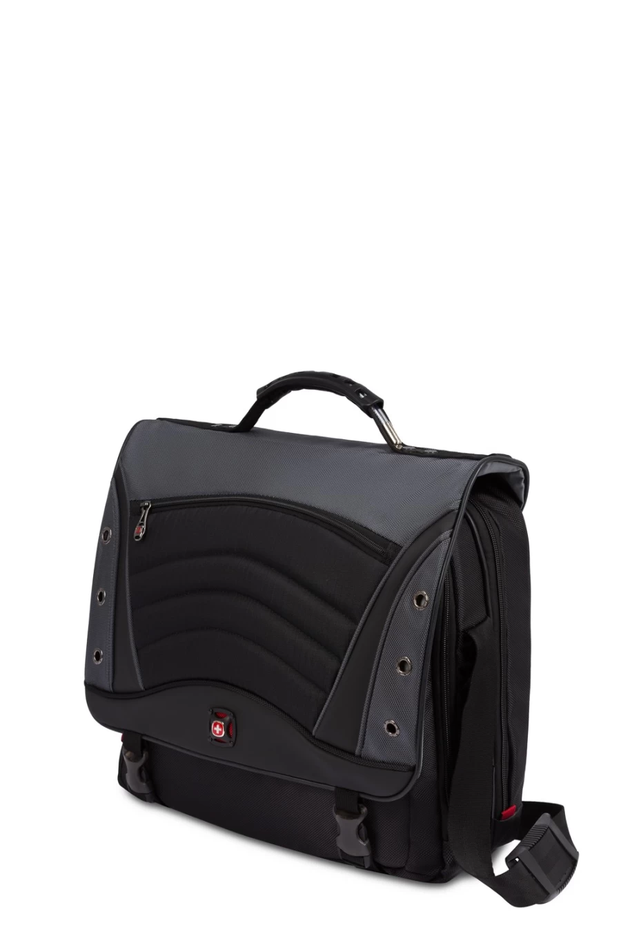 SWISSGEAR Saturn Laptop Messenger Bag for Business & Travel - Durable Black/Gray Computer Briefcase