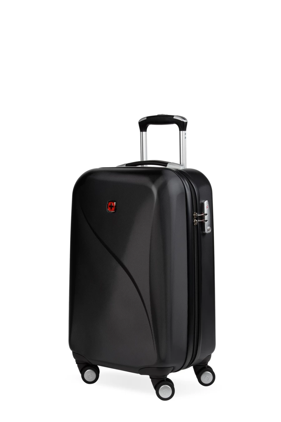 SWISSGEAR Rove Carry On Hardside Spinner Luggage - Black 20" Expandable Suitcase with TSA Lock, Lightweight Durable Polycarbonate Travel Bag