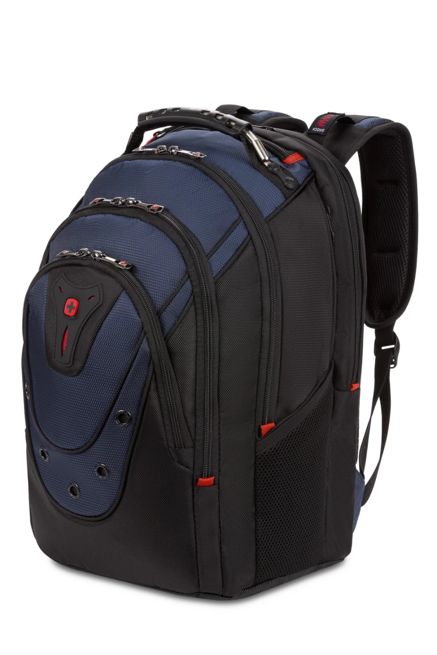 SWISSGEAR 16 Inch Laptop Backpack for Men & Women - Black/Navy Business Travel Backpack with USB Charging Port, Durable Water-Resistant Computer Bag