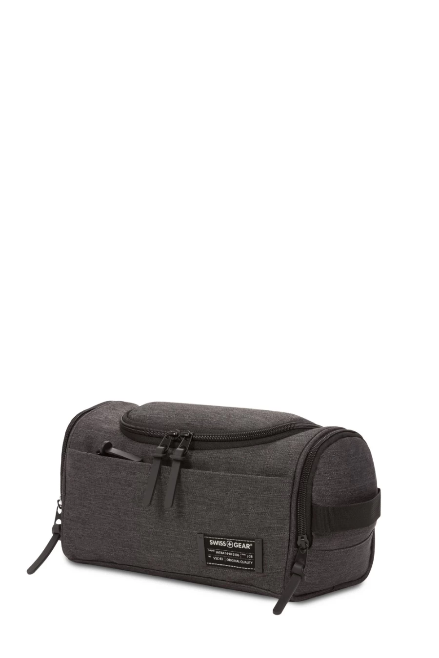 SWISSGEAR Travel Dopp Kit 2375 - Heather Gray Toiletry Bag for Men & Women, Water-Resistant Cosmetic Organizer, Portable Shaving Carry Case