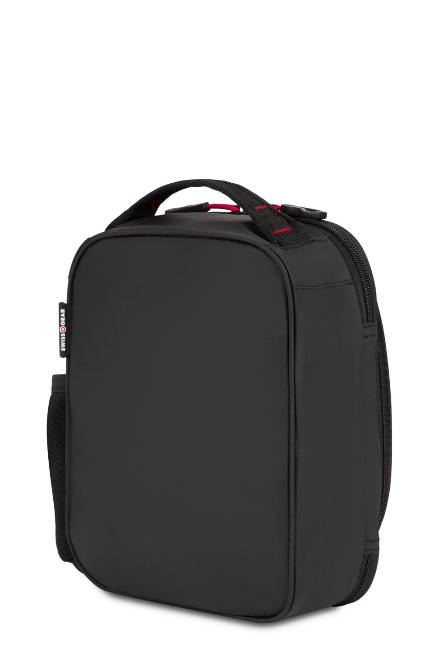 SWISSGEAR Insulated Lunch Box - Black & Red Thermal Food Bag for Work, School, Picnics - Leakproof Cooler Tote with Adjustable Strap - BPA-Free Meal Container
