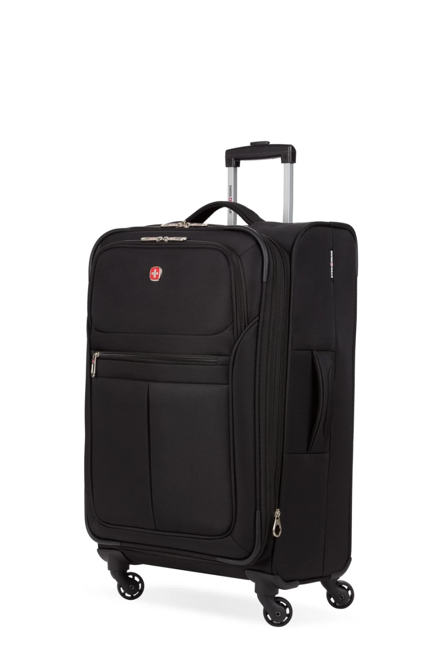 SWISSGEAR 4010 23" Expandable Spinner Luggage - Black Carry-On Suitcase with 360° Wheels, Durable Hardshell Travel Bag