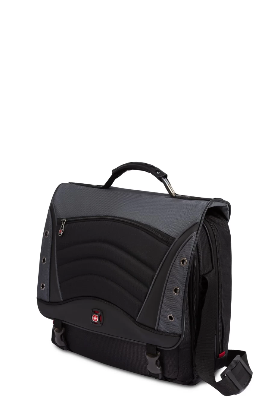 SWISSGEAR Saturn Laptop Messenger Bag for Business & Travel - Durable Black/Gray Computer Briefcase