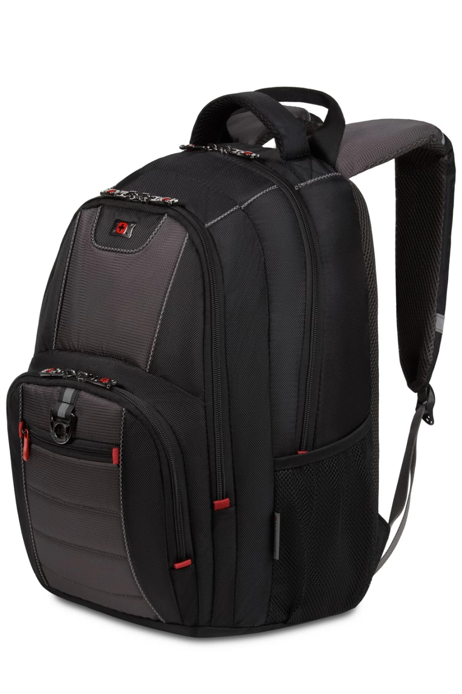 SWISSGEAR 16 Inch Laptop Backpack for Men & Women - Wenger Pillar Business Travel Backpack, Black/Gray, Durable USB Charging Port, Spacious College School Computer Bag