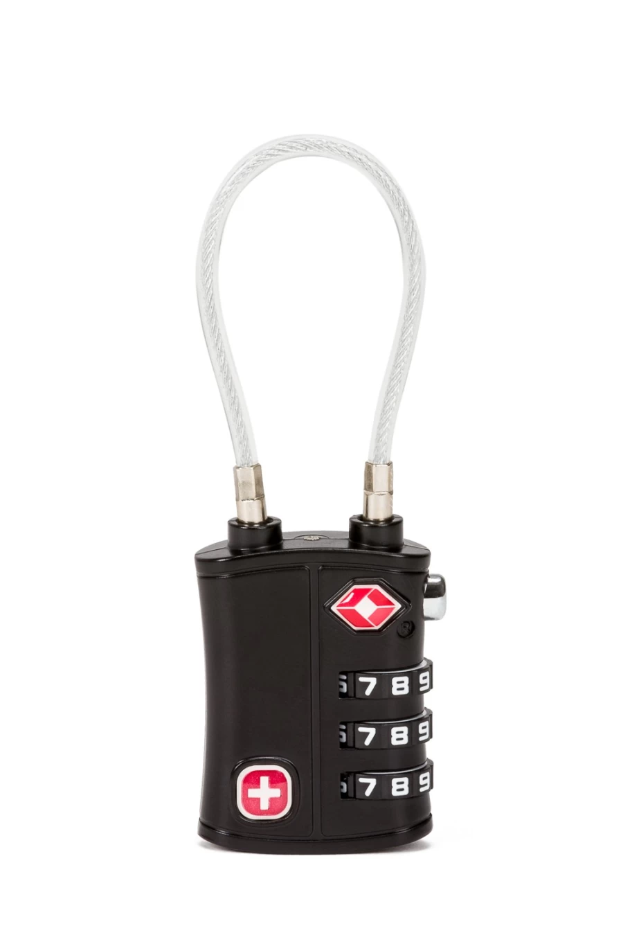 SWISSGEAR Black Combination Cable Lock - Secure Travel Luggage Lock with Keyless Entry