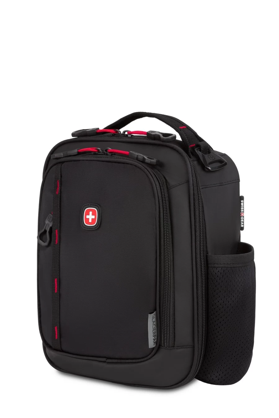 SWISSGEAR Insulated Lunch Box Tote for Men Women - Leak Proof Thermal Food Bag with Adjustable Shoulder Strap, Black Red Cooler for Work School Picnic