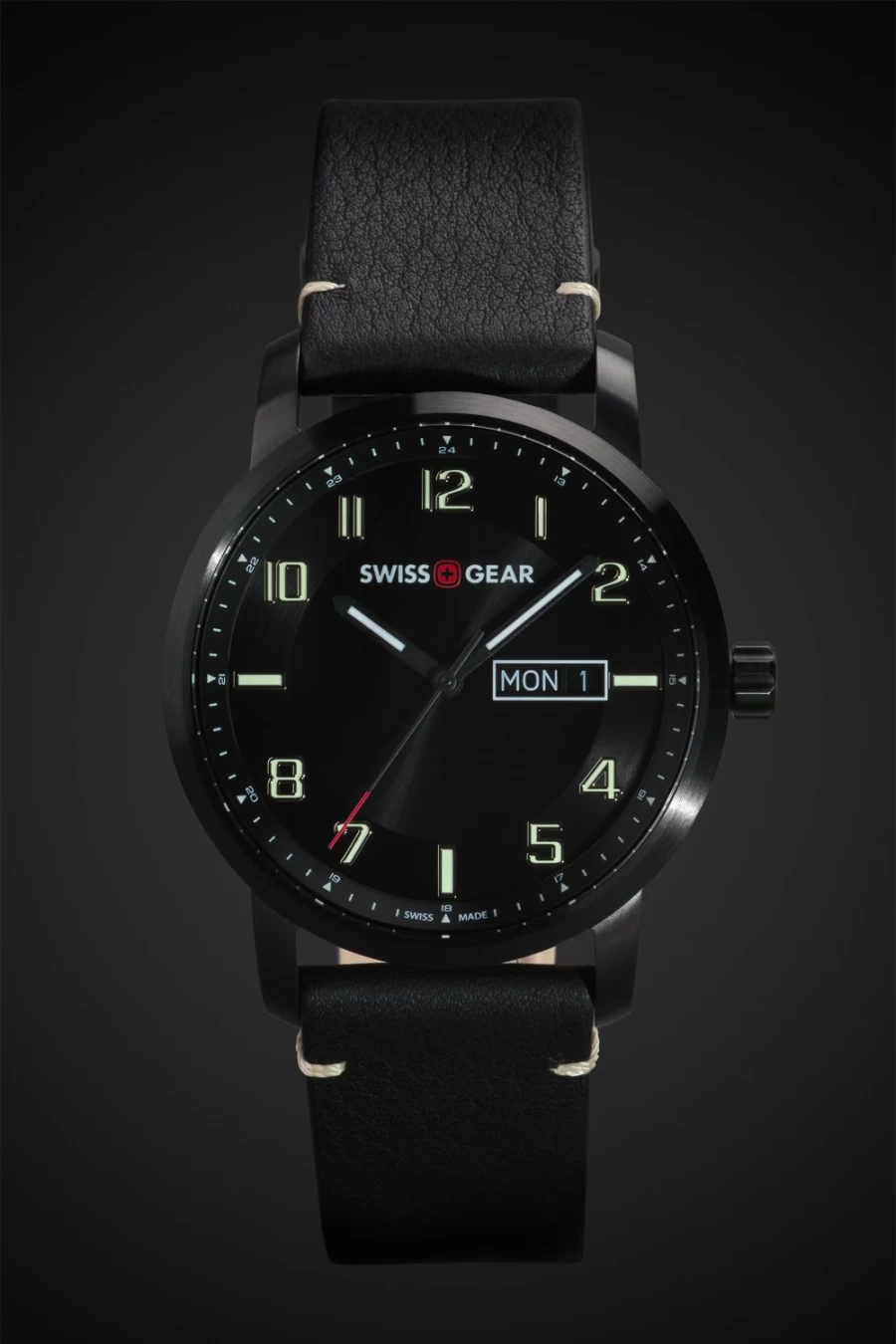 SWISSGEAR Legacy Black Watch - Men's Black Dial Stainless Steel Strap Chronograph Timepiece