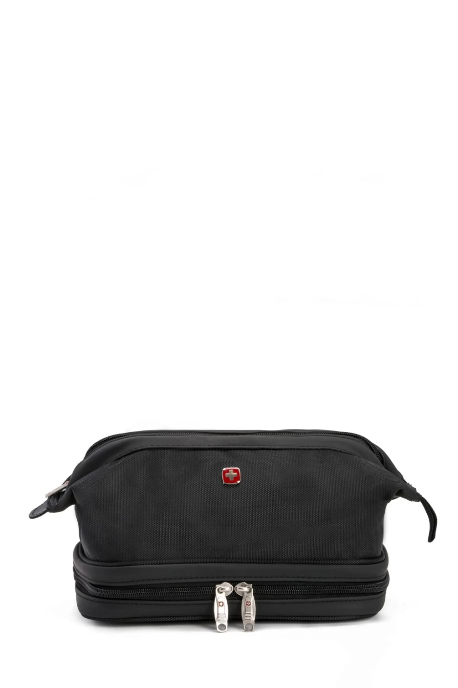 SWISSGEAR 8756 Deluxe Travel Toiletry Bag with Hanging Hook, Water-Resistant Fabric, Spacious Organizer for Toiletries & Cosmetics, Perfect for Men & Women on the Go